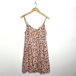 Aerie Cream Pink Floral Babydoll Dress